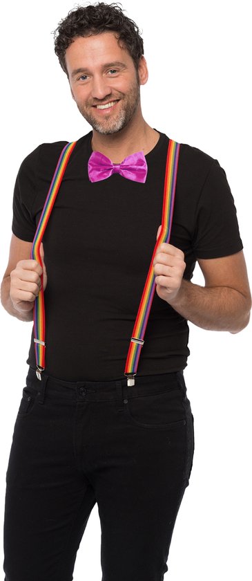Ben`s Brede Bretels Rood,wit En Blauw - Fashion Bretels Voor Feest Gelegenheden Feest Kleding Van Heble