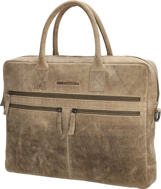 Estarer Canvas Schoudertas Laptoptas 14-17,3 Inch - Ruime Waterafstotende Tas Grijs Large Voor Werk En Dagelijks Gebruik