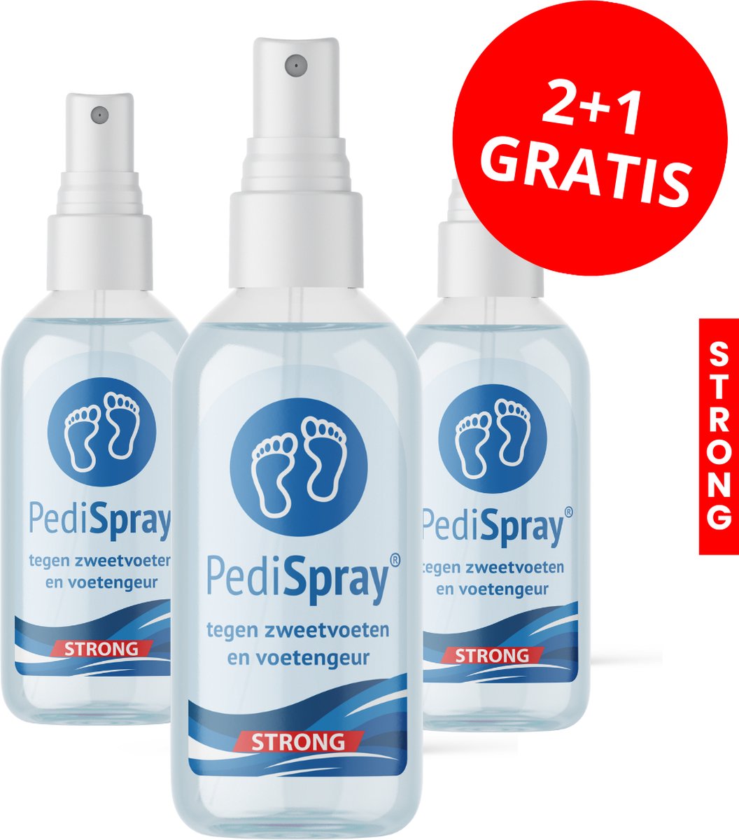 PediSpray® Strong - 2+1 Gratis - Voetspray Tegen Zweetvoeten - Stinkvoeten - Putjeszolen - Voet deodorant - anti transpirant - anti perspirant - voetengeur - voetdeodorant - geurvreter - schoen deodorant