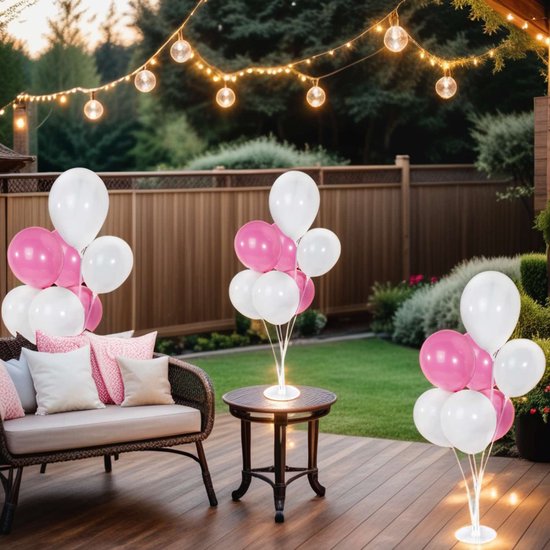 Intirilife Transparante ballonstandaard voor 7 ballonnen - 70 cm - Houder, standaard voor luchtballonnen, decoratie voor feest, bruiloft, verjaardag, babyborrel - Intirilife