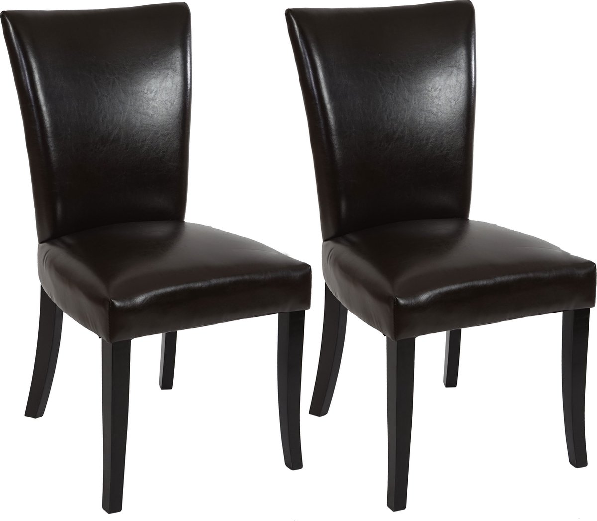 Cosmo Casa Set van 2 eetkamerstoelen Chesterfield - Stoel keukenstoel - Spijkers - Kunstleer - Bruin - Donkere poten