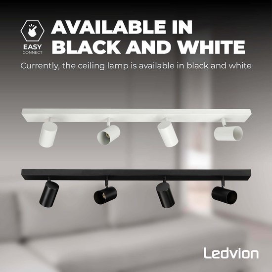 Kit éclairage Sur Rail LED 2m - 5 Spots GU10 Dimmables Noir - Éclairage Moderne Pour Maison & Bureau