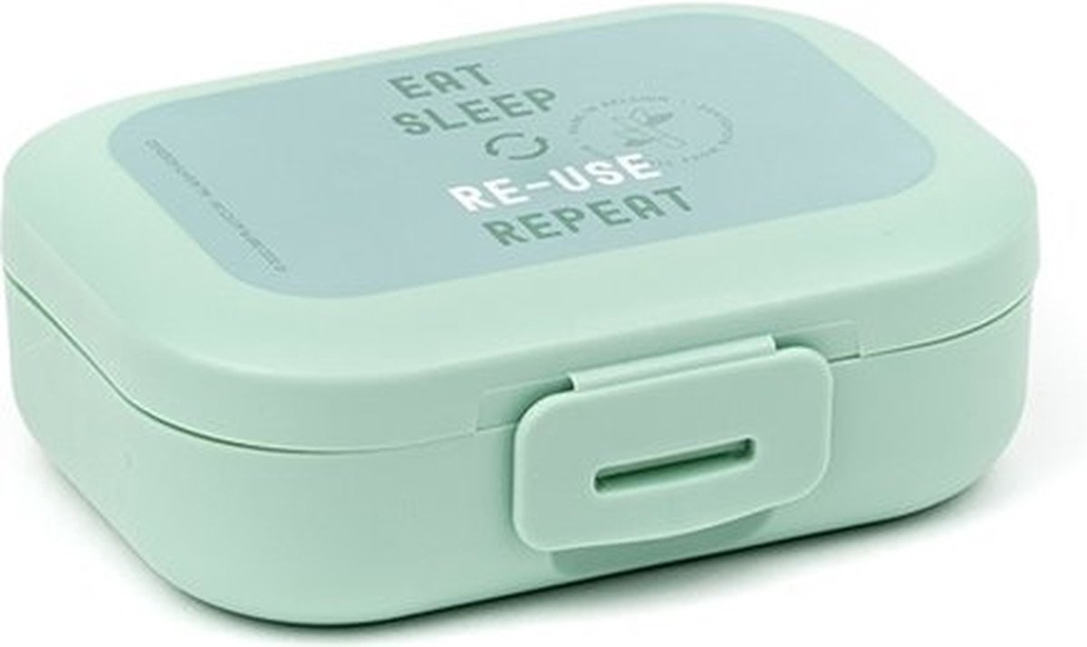 Amuse Bio Clip Snackbox - BPA-vrij - Compact en Herbruikbaar - Opdruk Eat, Sleep, Reuse, Repeat