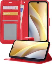 Hoesje Geschikt voor Samsung A15 Hoesje Book Case Hoes Wallet Cover - Hoes Geschikt voor Samsung Galaxy A15 Hoesje Bookcase Hoes - Rood
