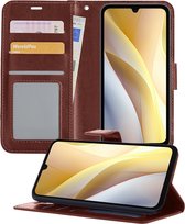 Hoesje Geschikt voor Samsung A15 Hoesje Book Case Hoes Wallet Cover - Hoes Geschikt voor Samsung Galaxy A15 Hoesje Bookcase Hoes - Bruin
