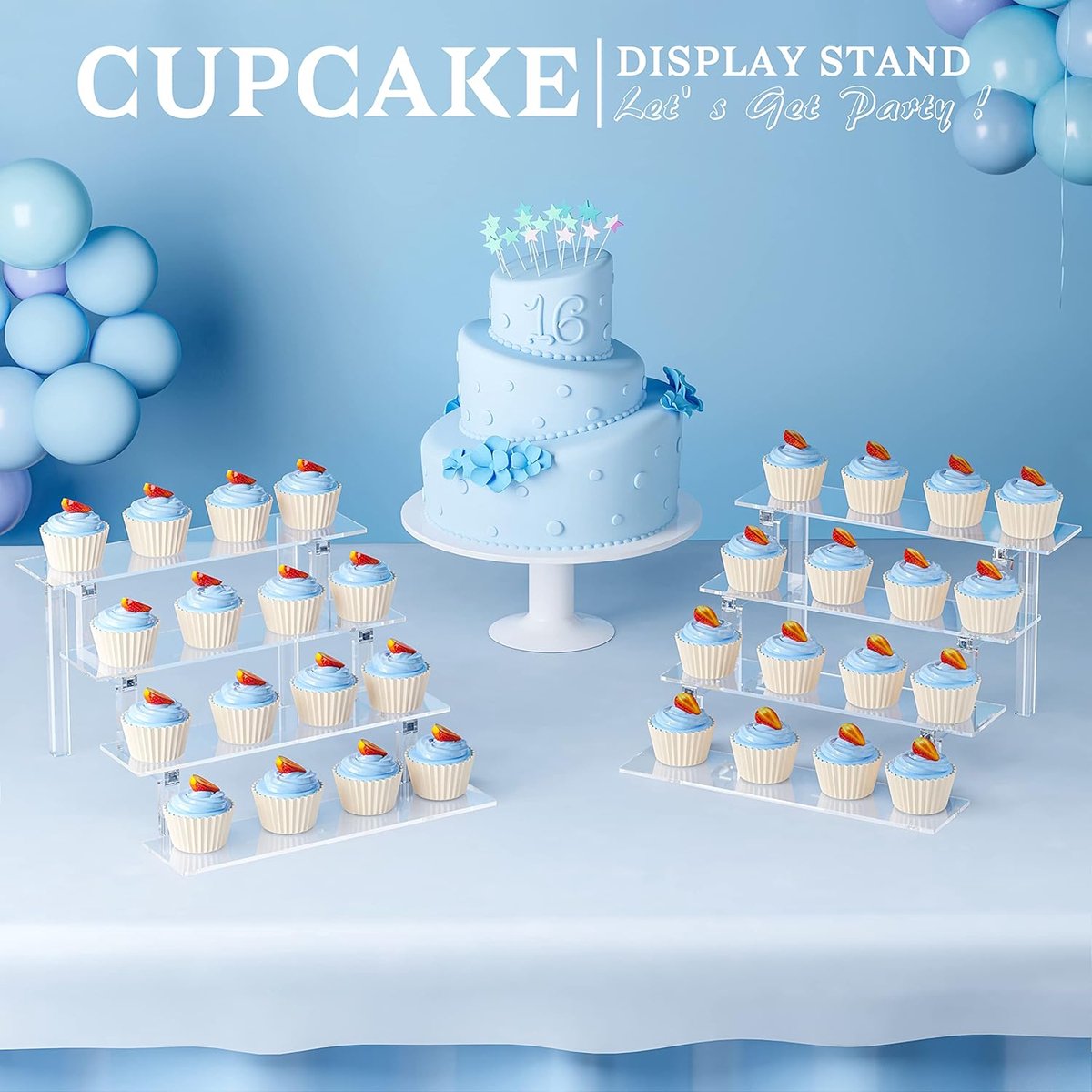 2 stuks 4-traps acryl displaystandaard, parfumrek, acryl cupcake