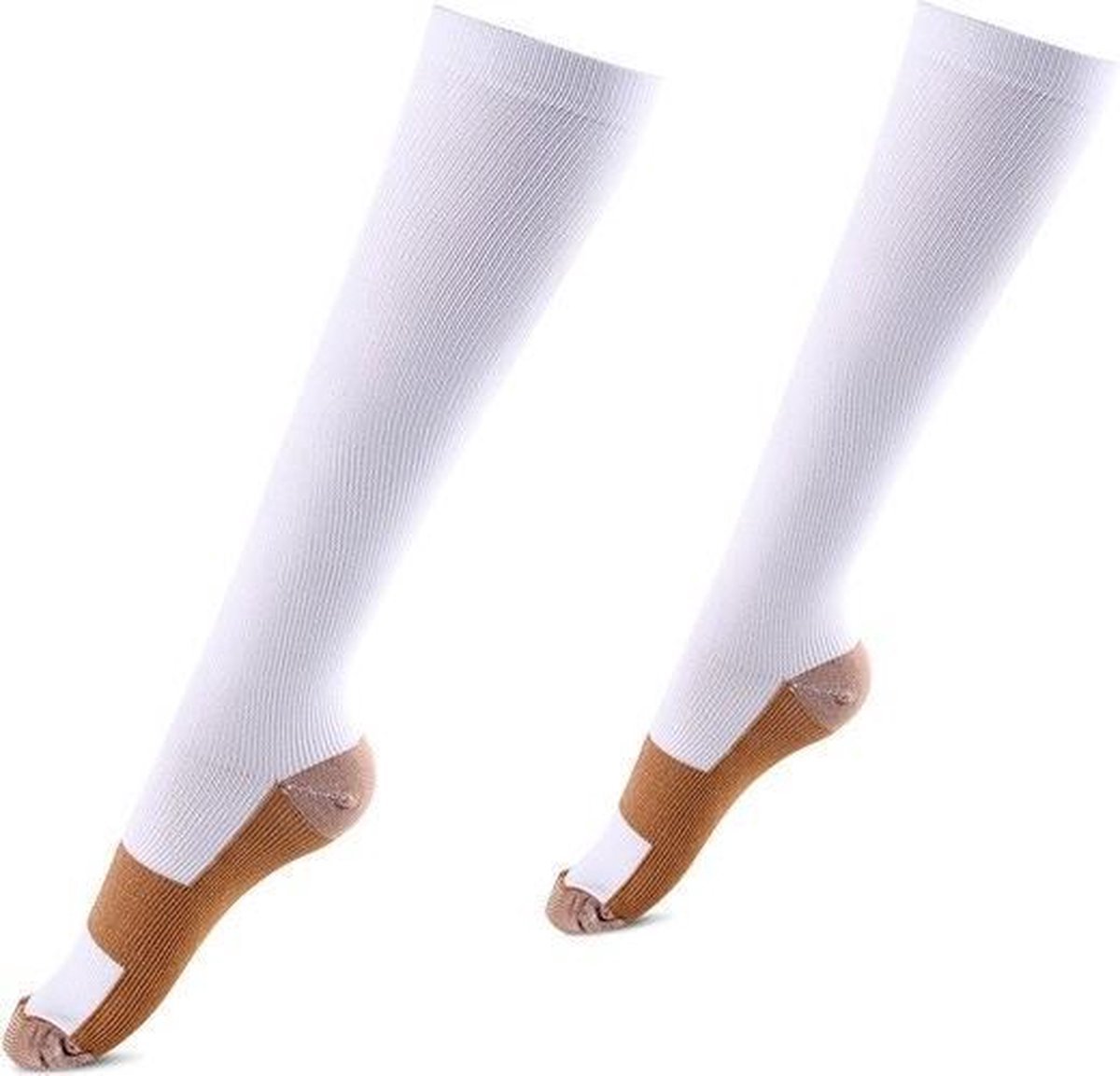 Finnacle - Verbeter uw reiscomfort met Steunkousen - L/XL - Wit - Vliegtuigkousen - Compressie Sokken - Hoge Kousen