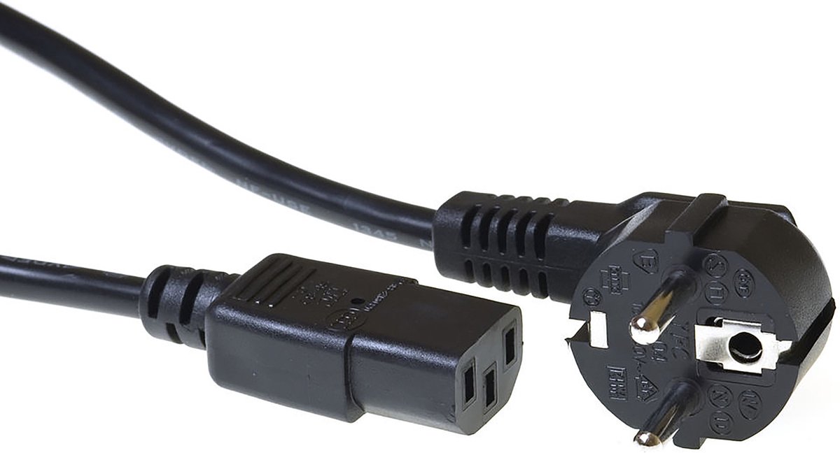 ACT Netsnoer CEE 7/7 male (haaks) - C13 zwart 2,5 m AK5010