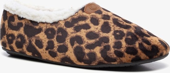 Thu!s gevoerde dames pantoffels met luipaardprint - Bruin - Sloffen - Maat 37