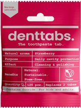 Denttabs Kids Strawberry - Fluorure - Extra Soft - Brosse à dents pour Enfants - Soins dentaires respectueux de l'environnement