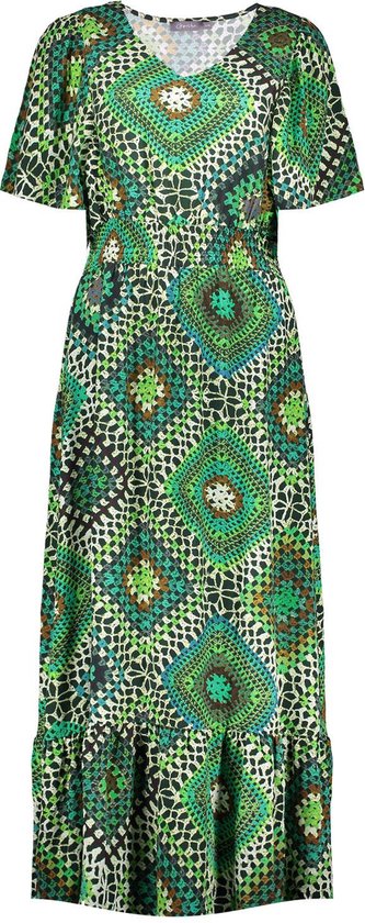 Geisha Jurk Kleurrijke Midi Jurk Met Print 47240 20 Off-white/green Dames Maat - XL