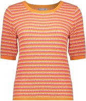 Geisha T-shirt Gebreide Top Met Streepprint 44041 14 Orange/red/sand Dames Maat - S