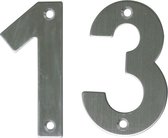 AMIG Huisnummer 13 - massief Inox RVS - 10cm - incl. bijpassende schroeven - zilver