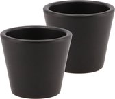 DK Design Bloempot/plantenpot - 2x - Vinci - zwart mat - voor kamerplant - D10 x H12 cm