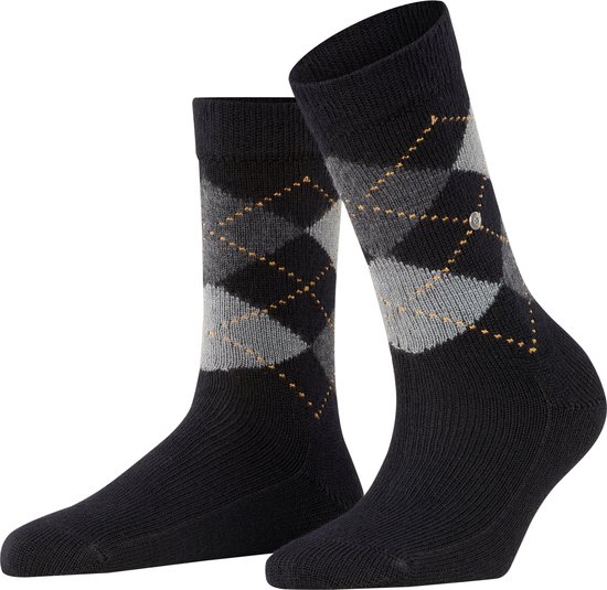 Burlington Whitby gedessineerd materiaal sokken dames zwart - maat 36-41