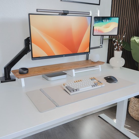Tafelrek, monitorstandaard met monitorverhoging, hout