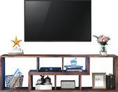 Merax Houten TV-meubel - TV Kast met Opbergvakken - 16 kleuren LED Verlichting - Voor Max. 60 inch TV - Bruin