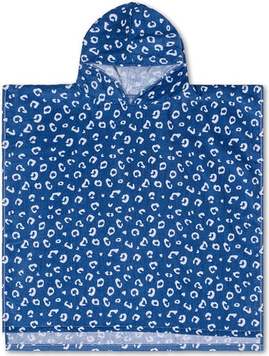 Swim Essentials Strandponcho - Badcape Kinderen - Poncho Handdoek - Blauw Panterprint - 65 x 65 cm