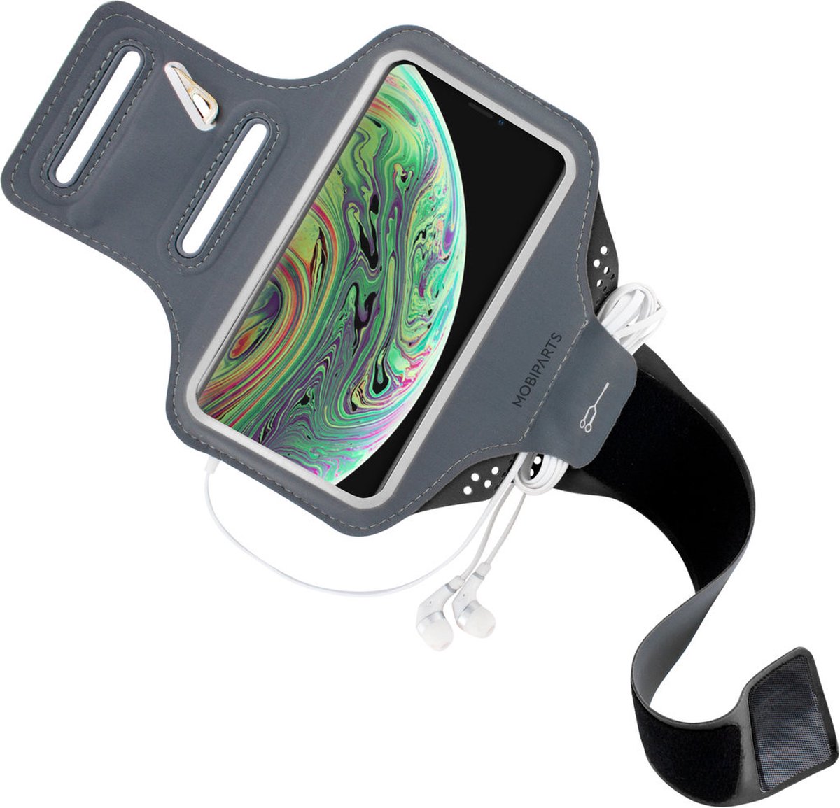 Mobiparts Telefoonhoesje geschikt voor Telefoonhouder Hardlopen Apple iPhone XS Sport Hoesje Neopreen | Mobiparts Comfort Fit Sportarmband - Zwart
