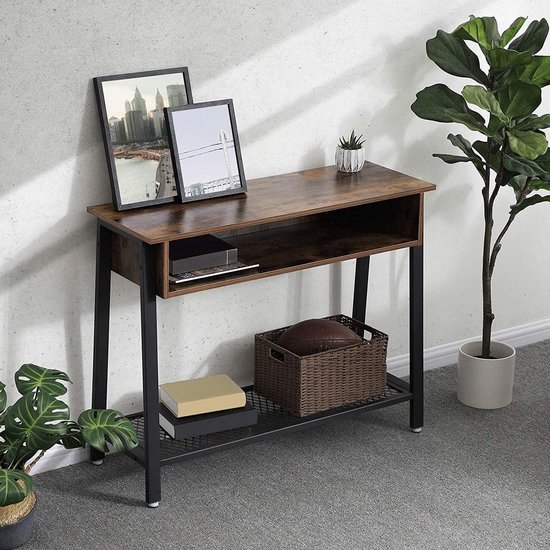 Table Console Industrielle Rustique - Meuble étroit En Bois Et Acier Pour Couloir
