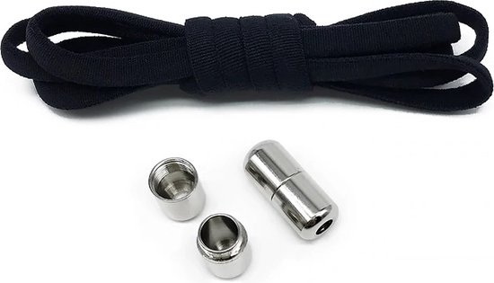 Hypify® | Elastische Veters met lock gesp | Schoenveters | Nooit meer strikken | Zwart | No Tie | Metallic gesp