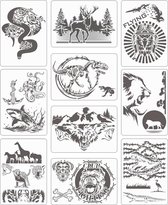 ONEBO 10 stuks dierensjablonen, set, dierensjablonen, schilderen, herbruikbare schildersjablonen, voor handgeschilderde en airbrush-wandafbeeldingen