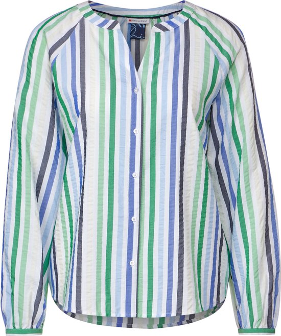Street One Tunic blouse with seersucker stripe - Dames Blouse - fresh spring green - Maat 38