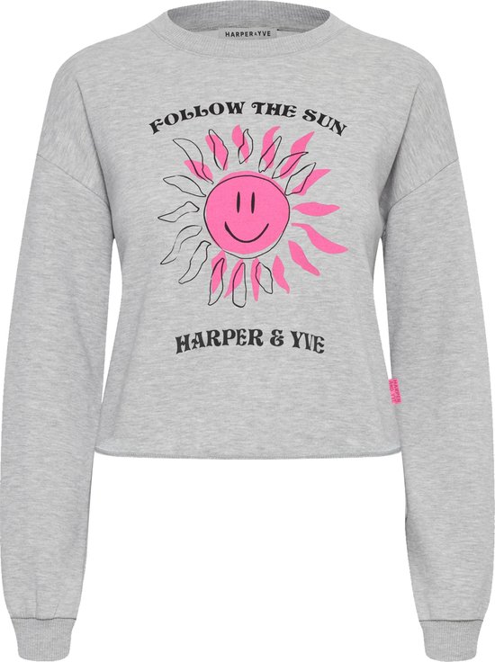 Harper & Yve Smiley-sw Truien & vesten Dames - Sweater - Hoodie - Vest- Grijs