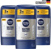 Nivea Men Silver Protect Deodorant - 3x50 ml - Formule met Zilverionen - Nivea Deodorants - Deodorant Man Voordeelverpakking