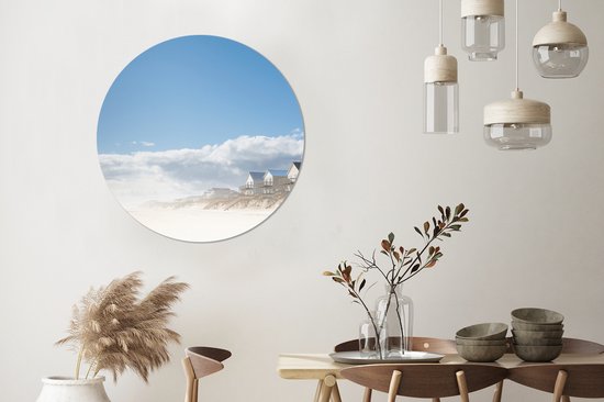 Maisons de plage à Surf City dans les dunes Assiette plastique cercle mural Wall 90 cm - impression photo sur cercle mural / cercle vivant (décoration murale)
