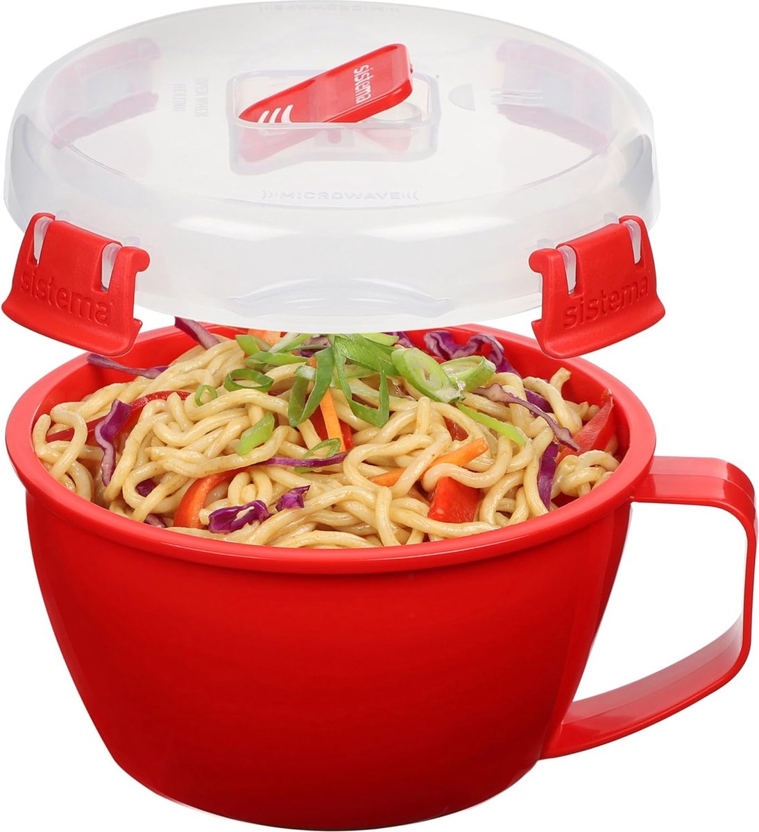 microgolf noedelkom voor onderweg, 940 ml, rood