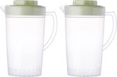 2 x 2 liter kan met deksel BPA-vrij warme/koude limonadesap drinkglazen ijstheeketel groen, 2 stuks