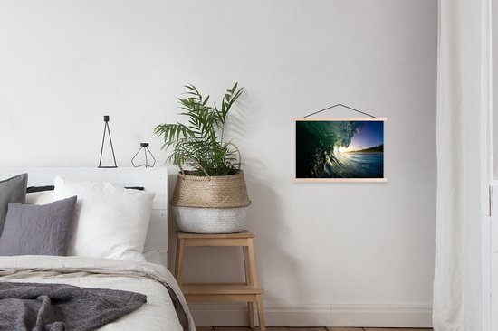 Porte-affiche avec affiche - Affiche scolaire - Mer - Golf - Soleil - 60x40 cm - Lattes vierges