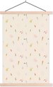 Posterhanger incl. Poster - Schoolplaat - Bloemen - Pastel - Patronen - 60x90 cm - Blanke latten