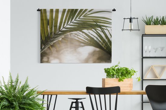 Tenture murale - Tissu mural - Palmier - Feuille de palmier - Soleil - Été - 120x90 cm - Tapisserie