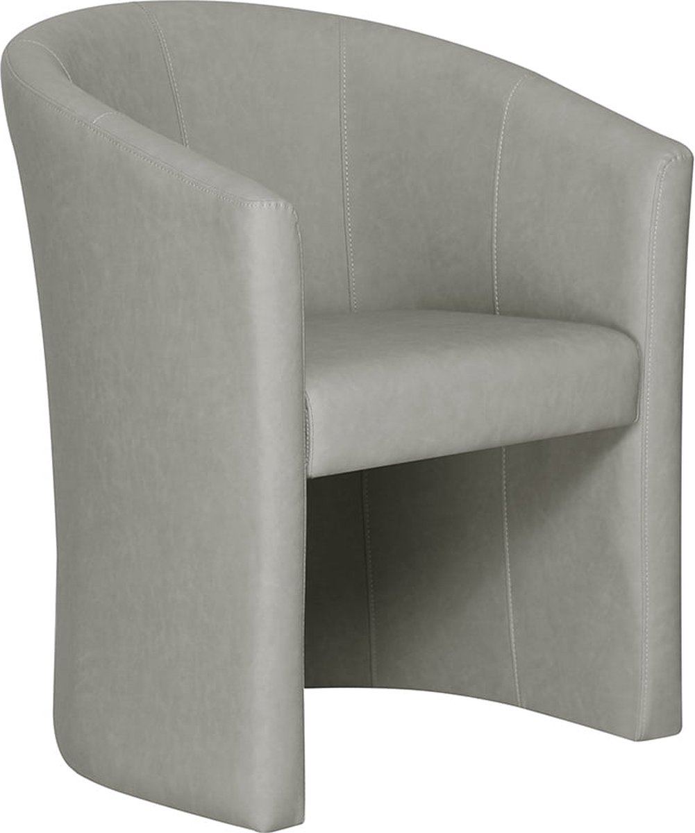 Fauteuil Steven Lichtgrijs - Kunstleer - Zithoogte 47 cm - Zitdiepte 45 cm