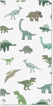 Tuinposter Dinosaurus - Groen - Jongens - Bruin - Kind - Patronen - 30x60 cm - Tuindoek - Buitenposter