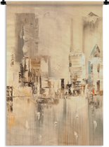 Wandkleed - Wanddoek - Schilderij - Olieverf - Abstract - Skyline - 120x180 cm - Wandtapijt