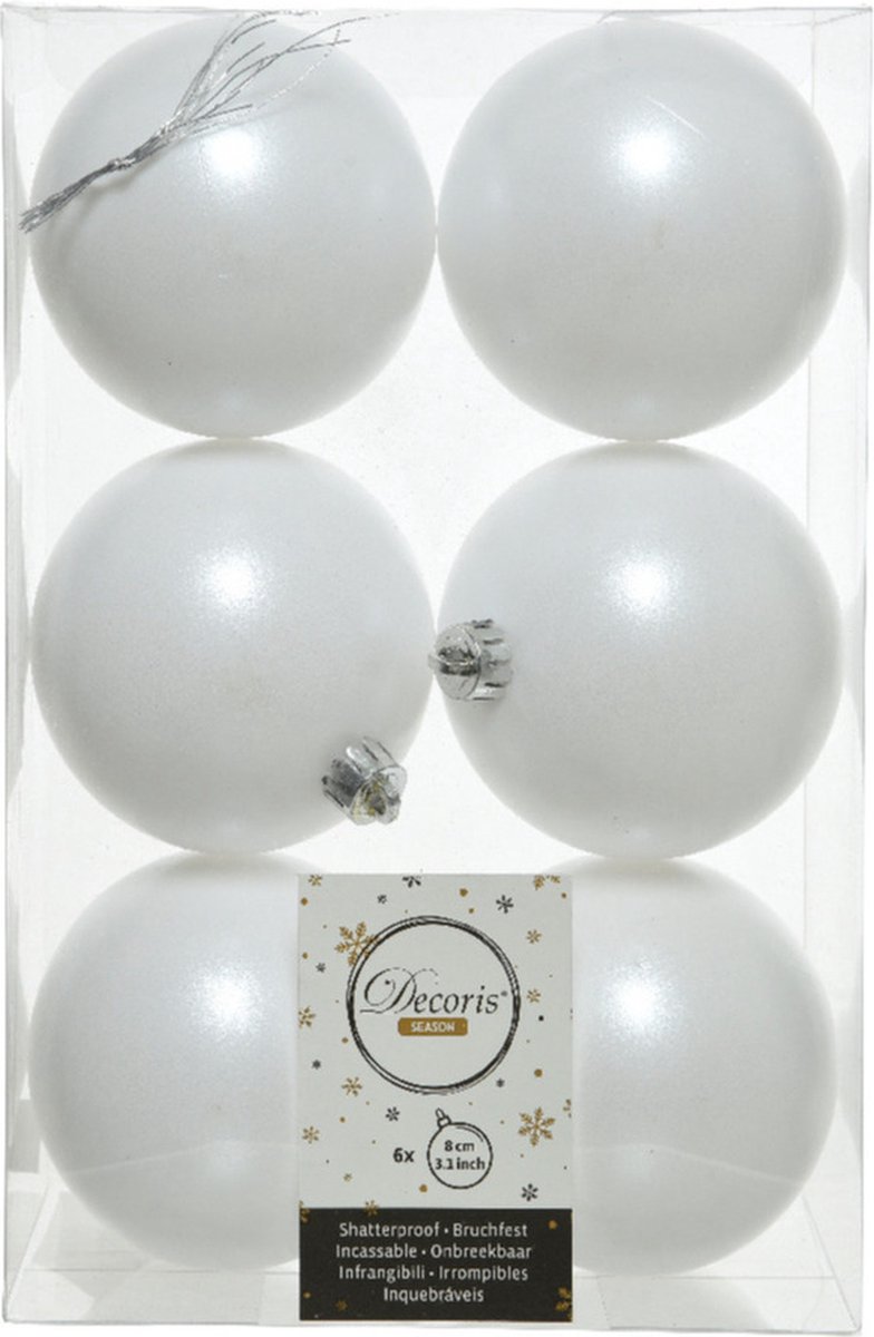 Snowflake - Kerstballen onbreekbaar - mat - 80mm box - 6 stuks