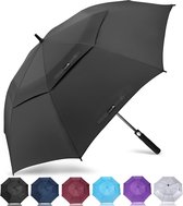 Bol.com Golfparaplu hoogste kwaliteit koepelmaat 157 of 172 cm regen- en stormbestendig gemakkelijk openingsmechaniek zwart aanbieding