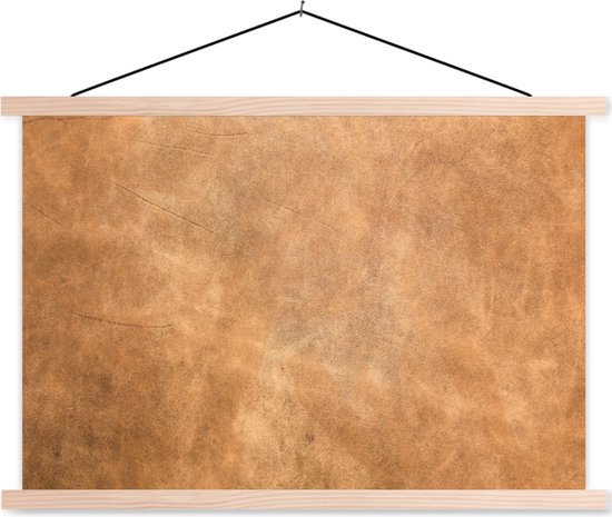 Posterhanger incl. Poster 150x100 cm - Schoolplaat - Leer - Structuur - Lederlook - Bruin - Textielposter - Blanke latten