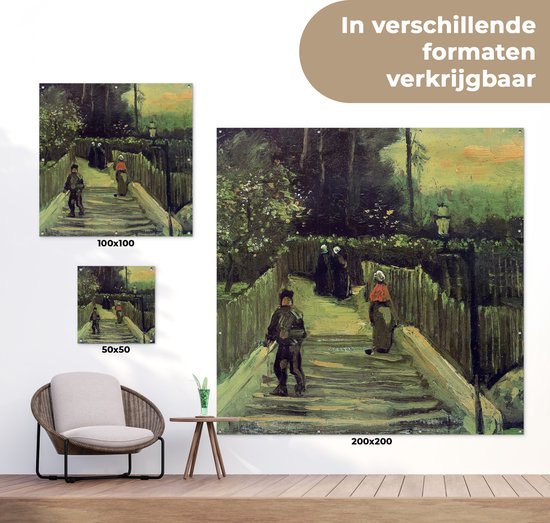 Affiche Jardin Sentier en pente à Montmartre - Vincent van Gogh - 200x200 cm - Toile jardin - Affiche extérieure