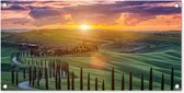 Tuinposter Italië - Zonsondergang - Toscane - 80x40 cm - Wanddecoratie Buiten - Tuinposter - Tuindoek - Schuttingposter - Tuinschilderij