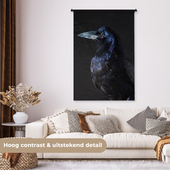 Wandkleed - Wanddoek - Vogel - Dieren - Zwart - 90x135 cm - Wandtapijt