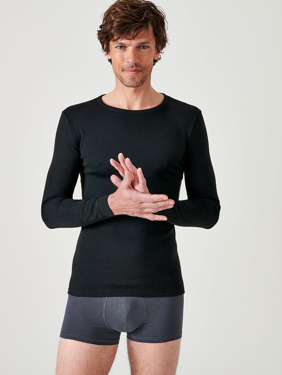 Damart - T-shirt Manches longues, col rond - Homme - Zwart - XL