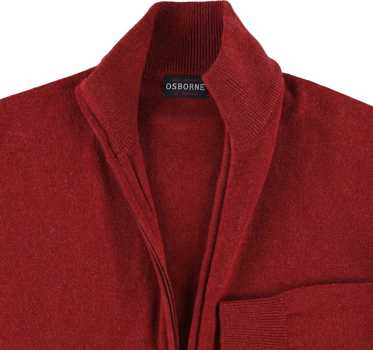 Osborne Knitwear Cardigan met rits - Lamswol - Poppy Melange - 3XL