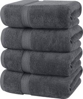Badhanddoekenset, 4-pack - 100% Ring Spun Cotton - Snel droog, zeer absorberend, zacht aanvoelende handdoeken, perfect voor dagelijks gebruik, 69 x 137 cm (Grijze)