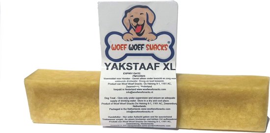 Woef Woef Snacks Hondensnacks Yakstaaf XL - 1 stuks - Kauwsnacks Vegetarisch Melk Alle honden en alle leeftijden vanaf 12kg Geen toevoegingen