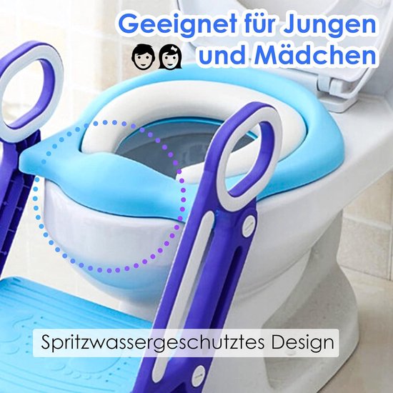 Toiletbril voor kinderen met trap, wc-opzetstuk voor jongens en meisjes, 2 -in-1 toilettrainer, in hoogte verstelbaar, toilet met opstapkruk voor kinderen, toiletbril, veiligheidsgrepen, inklapbaar