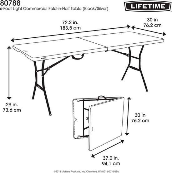 Lifetime - Buffettafel 180 cm - opklapbaar tot koffer - zwart van Lifetime — afbeelding 3